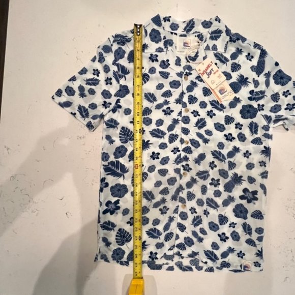 NEW Laguna Palm, Pineapple & Flower Button Up Collared Silky Camp Shirt Small - Picture 7 of 11